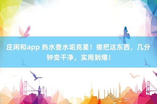 庄闲和app 热水壶水垢克星！撒把这东西，几分钟变干净，实用到爆！