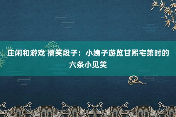 庄闲和游戏 搞笑段子：小姨子游览甘熙宅第时的六条小见笑