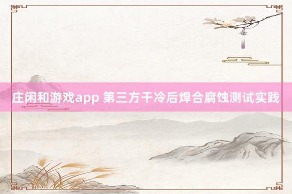 庄闲和游戏app 第三方干冷后焊合腐蚀测试实践