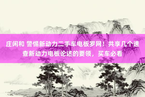庄闲和 警惕新动力二手车电板罗网！共享几个速查新动力电板论述的要领，买车必看