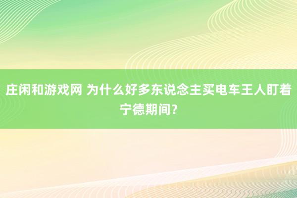 庄闲和游戏网 为什么好多东说念主买电车王人盯着宁德期间？