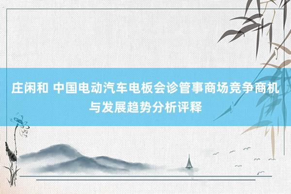 庄闲和 中国电动汽车电板会诊管事商场竞争商机与发展趋势分析评释