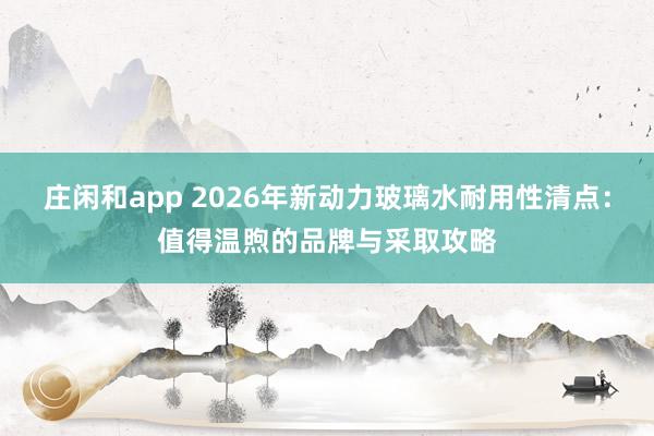 庄闲和app 2026年新动力玻璃水耐用性清点：值得温煦的品牌与采取攻略