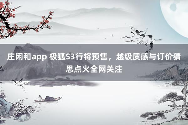 庄闲和app 极狐S3行将预售，越级质感与订价猜思点火全网关注