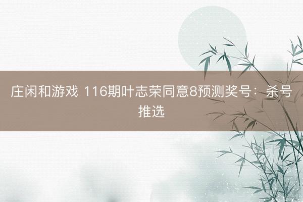 庄闲和游戏 116期叶志荣同意8预测奖号：杀号推选